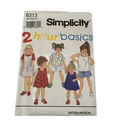 New Simplicity 8313 Shorts Tshirt Dress Jumper Top Childs Size 2 4 Pattern