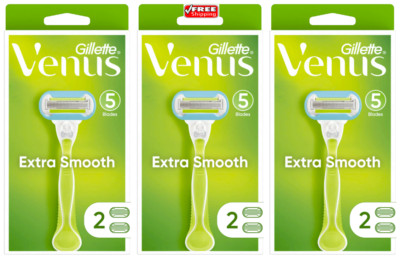 Gillette Venus Extra Smooth 5-Blades Women Razor +2 Cartridges ea-Lot of 3 Boxes