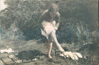 1932 Peggy Arondel Sunbathing Bognor Regis Tights ''The Stork'' 6x4'' Orig Photo