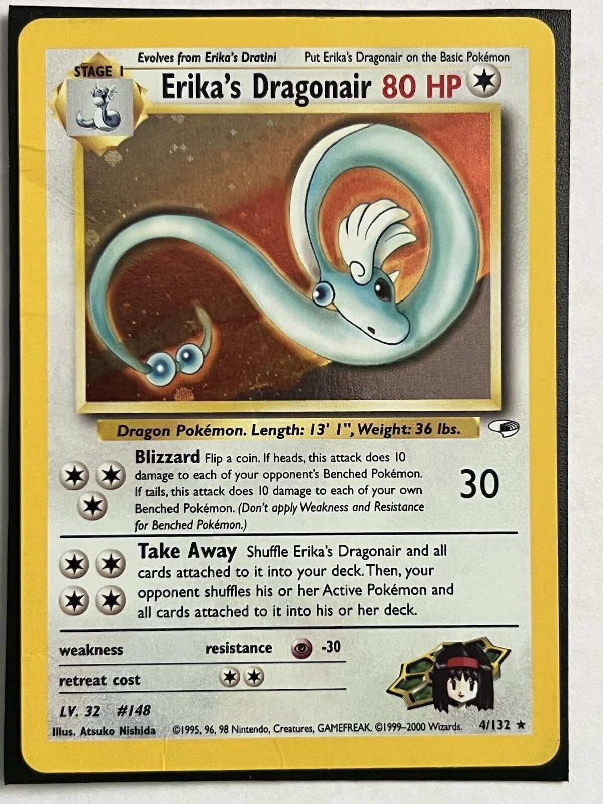 Erika's Dragonair 4/132 Unlimited Gym Heroes Rare Pokemon TCG LP #2