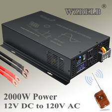2000W Pure Sine Wave Inverter 12V 120V Car Power Remote Switch Car Truck Camp RV