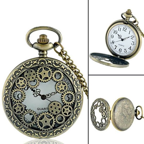 Antique Retro Quartz Pocket Watch Chain Vintage Necklace Pendant Men's Gift New - Picture 55 of 115