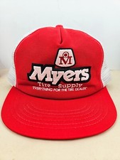 Vintage USA MADE Puffy Print Myers Tire Supply Trucker Hat Snapback Cap
