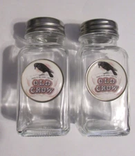 Old Crow Salt & Pepper Shakers, Old Crow whiskey logo salt and shakers