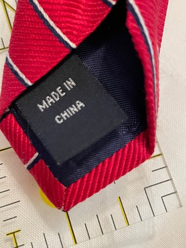 Nautica Mens Red Silk Striped Tie - Picture 5 of 8