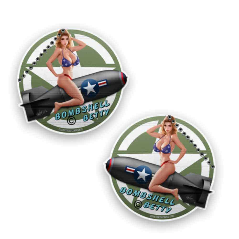 Bombshell Betty WW2 Pin Up Sexy Vintage Babe Sticker Nose Art