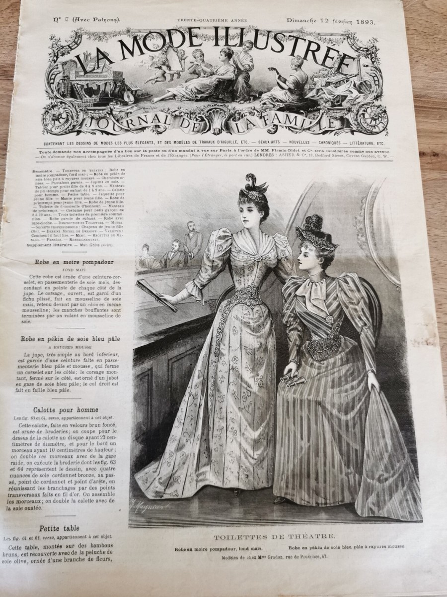 Ancienne Revue La Mode Illustrée N°33 De 1893 Avec Planche Patron - Plus De 130 Ans