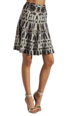 BCBG MAX AZRIA  Albie Skirt  A-line Silk Blend  Jacquard Pull On Black Combo  S