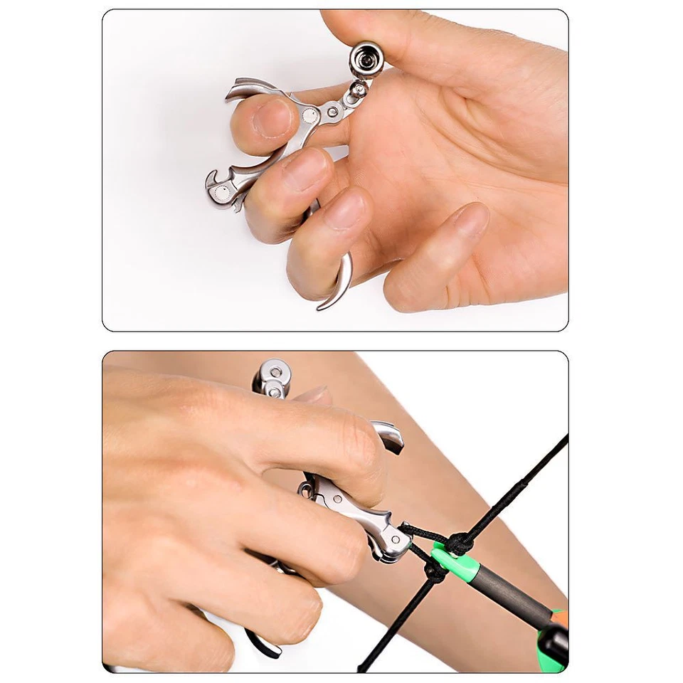 Archery Compound Bow Release Aid 3/4 Finger Grip Carbon Steel Thumb Trigger Hunt - Image 2 of 4