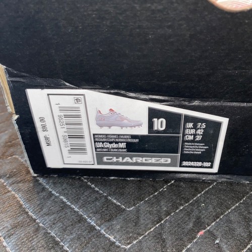 Under Armour Glyde MT Damen-Softballschuhe weiß & rot Größe 10 neu - Bild 9 von 10