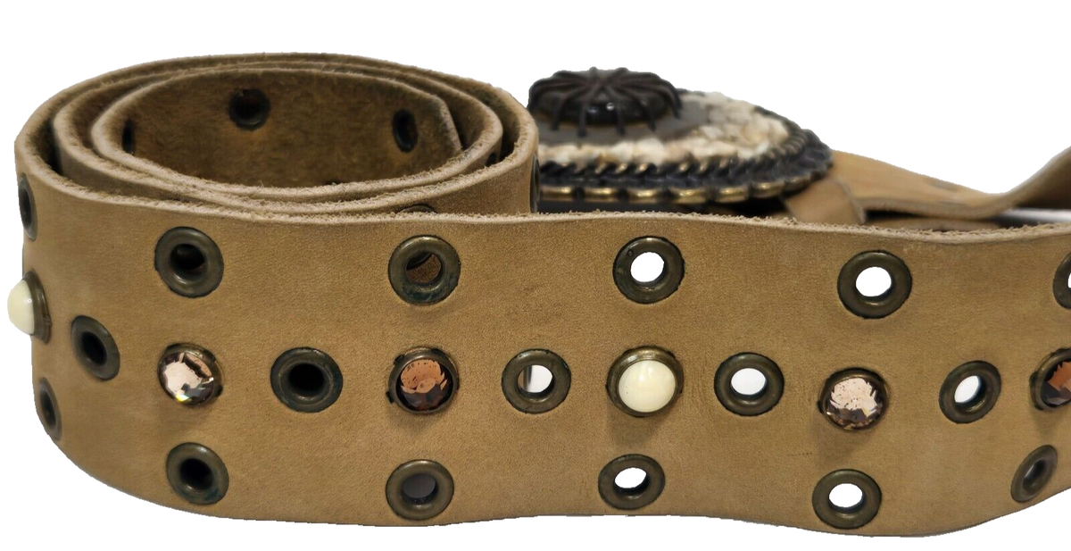 Leather Rock Studded Leather Belt Western Boho Festival Size 32”-36” L LALATCH Punk Belt Cowboy Belts for Men Women, PU Leather  main image 4
