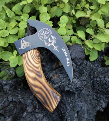 Handmade Viking Pizza Cutter with Rosewood Handle Super Sharp Carbon Steel Ax