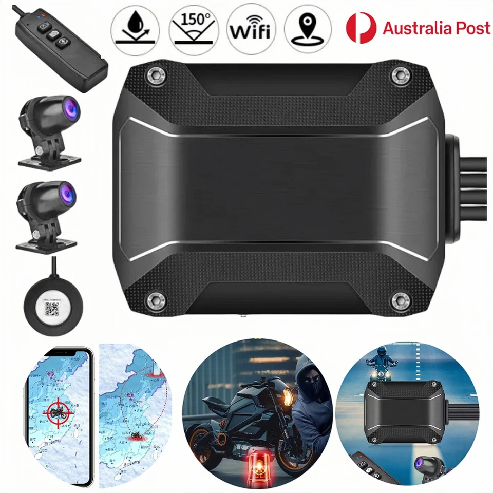 Motorcycle Camera Recorder 1080P WiFi DVR Dash Cam GPS Tracking APP Night Vision