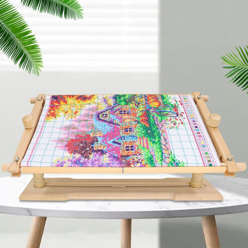 Rotated Embroidery Frame Stand Adjustable Cross Stitch Frame Needlepoint Table - Picture 6 of 14