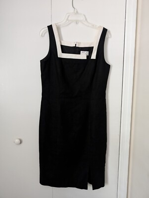 DAVID MEISTER Vintage Black & White Linen Shift Dress Size 10