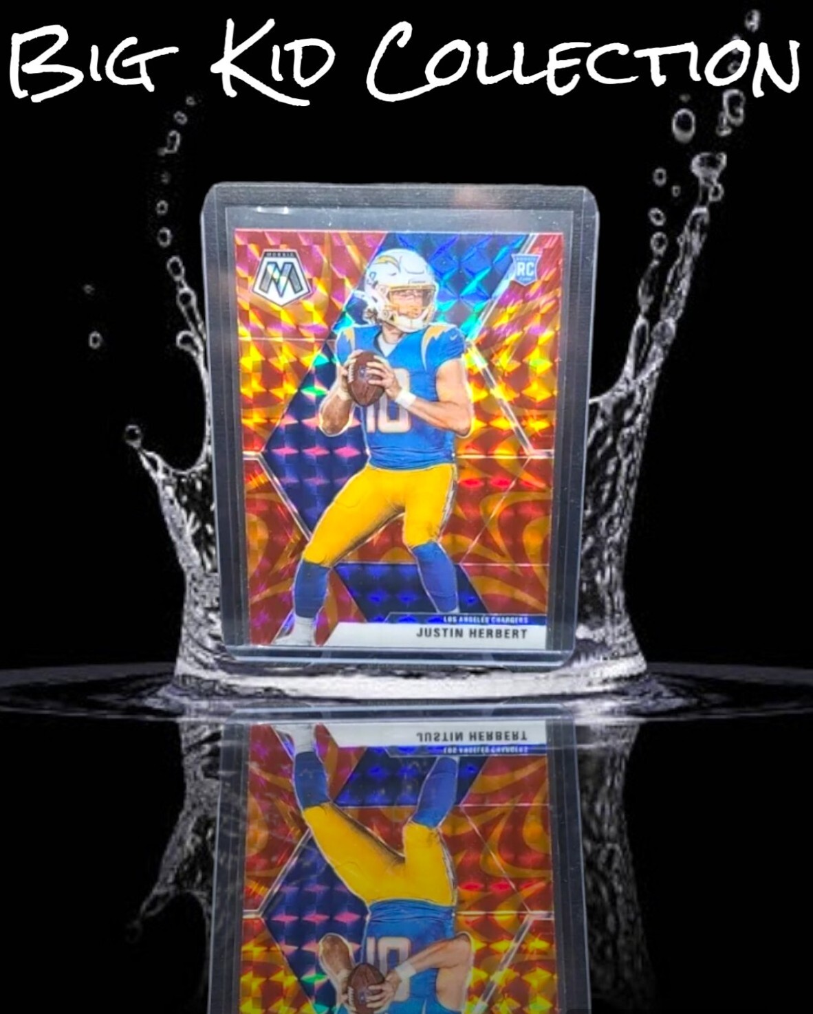 2020 Panini Mosaic Justin Herbert RC Orange Reactive Prizm #204. Chargers