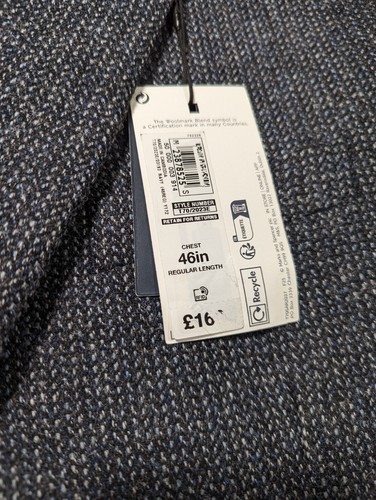 Marks and Spencer Moon Wool Tweed Suit Jacket Mens 46R Grey Blazer Sartorial New - Picture 4 of 16