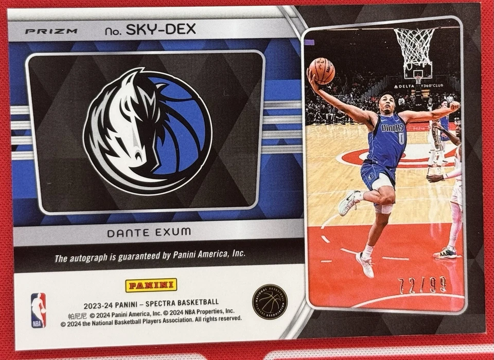 Dante Exum 2023-24 Spectra #SKY-DEX Sky High Auto #'x /99 - Image 2 of 2