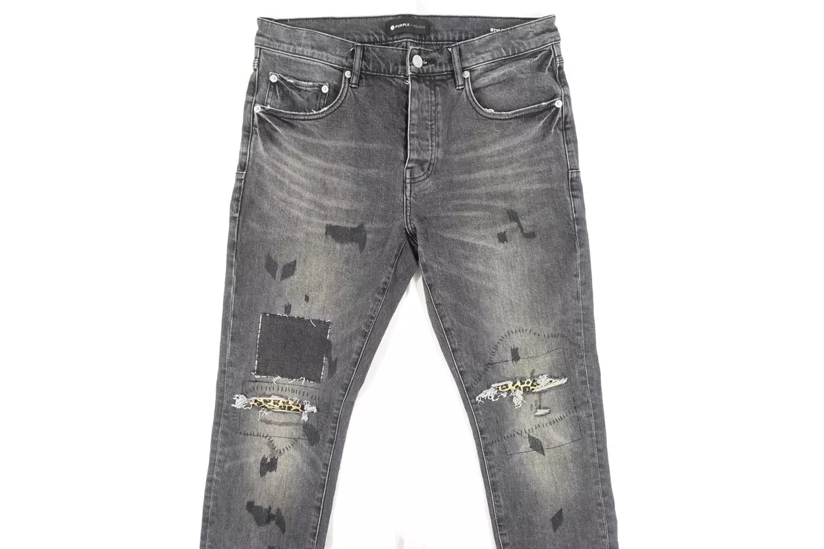 PURPLE BRAND P001 BLAR222 FADED GRAY RIPPED DISTRESSED 33 SLIM