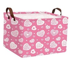 Kid Large Valentine's Day Basket Heart Cute Empty Gift Pink Leopard Print Heart