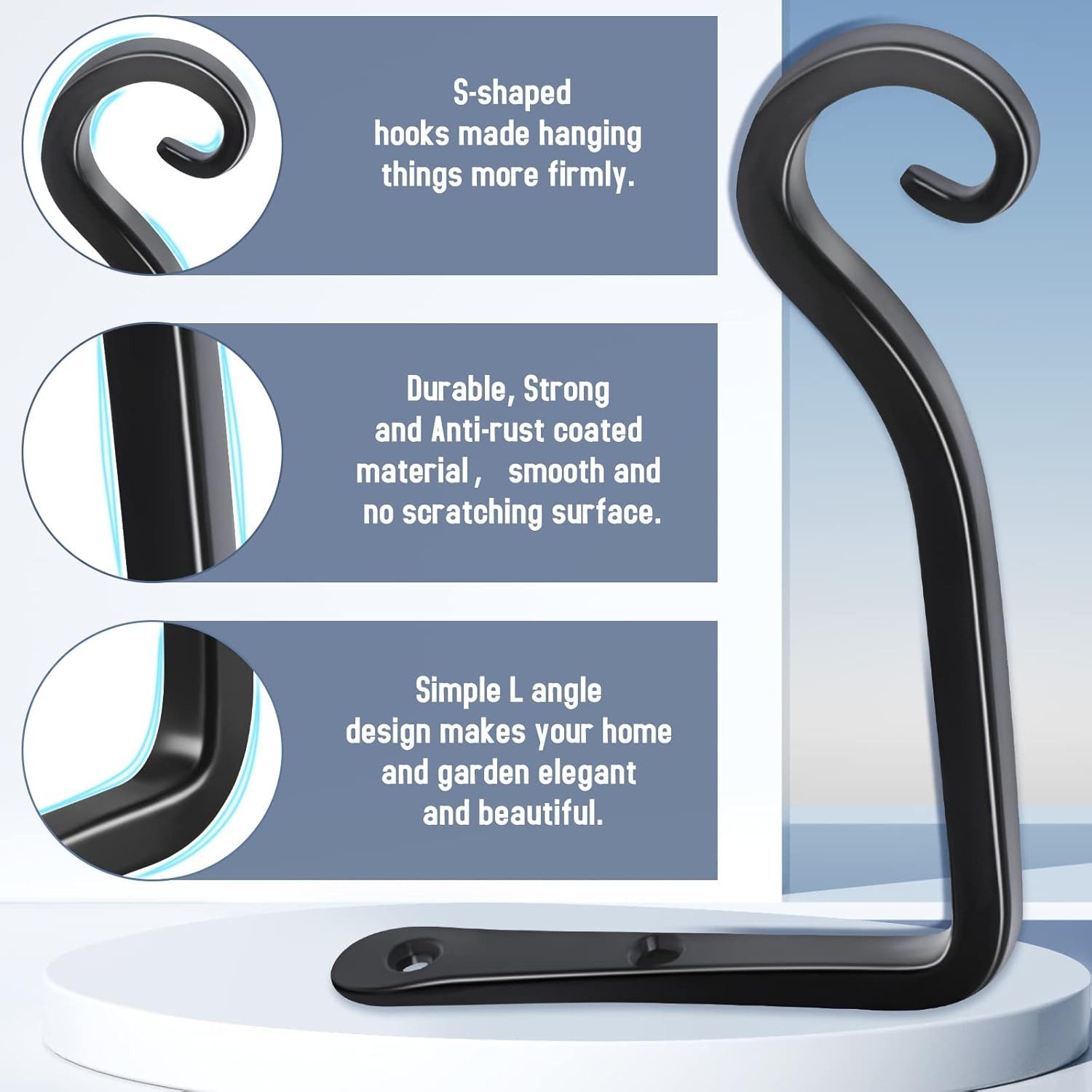 Hanging Plant Bracket 2 Pack 6 Inch Hand-Forged Plant Hangers for Outdoor with S