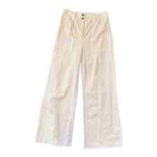 Self Contrast Pants Womens Size Small Wide Leg High Rise Stretch Pink USA Made