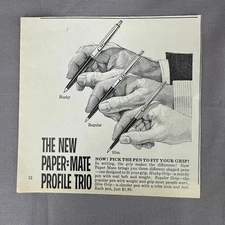Paper Mate Pen Profile Trio Husky Regular Slim Vtg 1964 Ad Office Writing Art