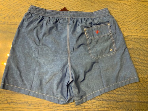 AUTHENTIC ISAIA MENS BLUE WHITE STITCHES SWIMMING TRUNKS SIZE L NEW MADE ITALY - Picture 5 of 6