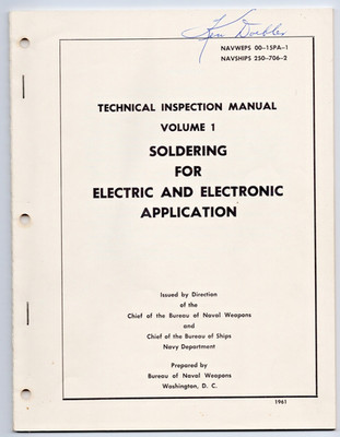 TECHNICAL MANUAL NAVY SOLDERING FOR ELECTRIC & ELECTRONIC Apls NAVWEPS 00-15PA-1