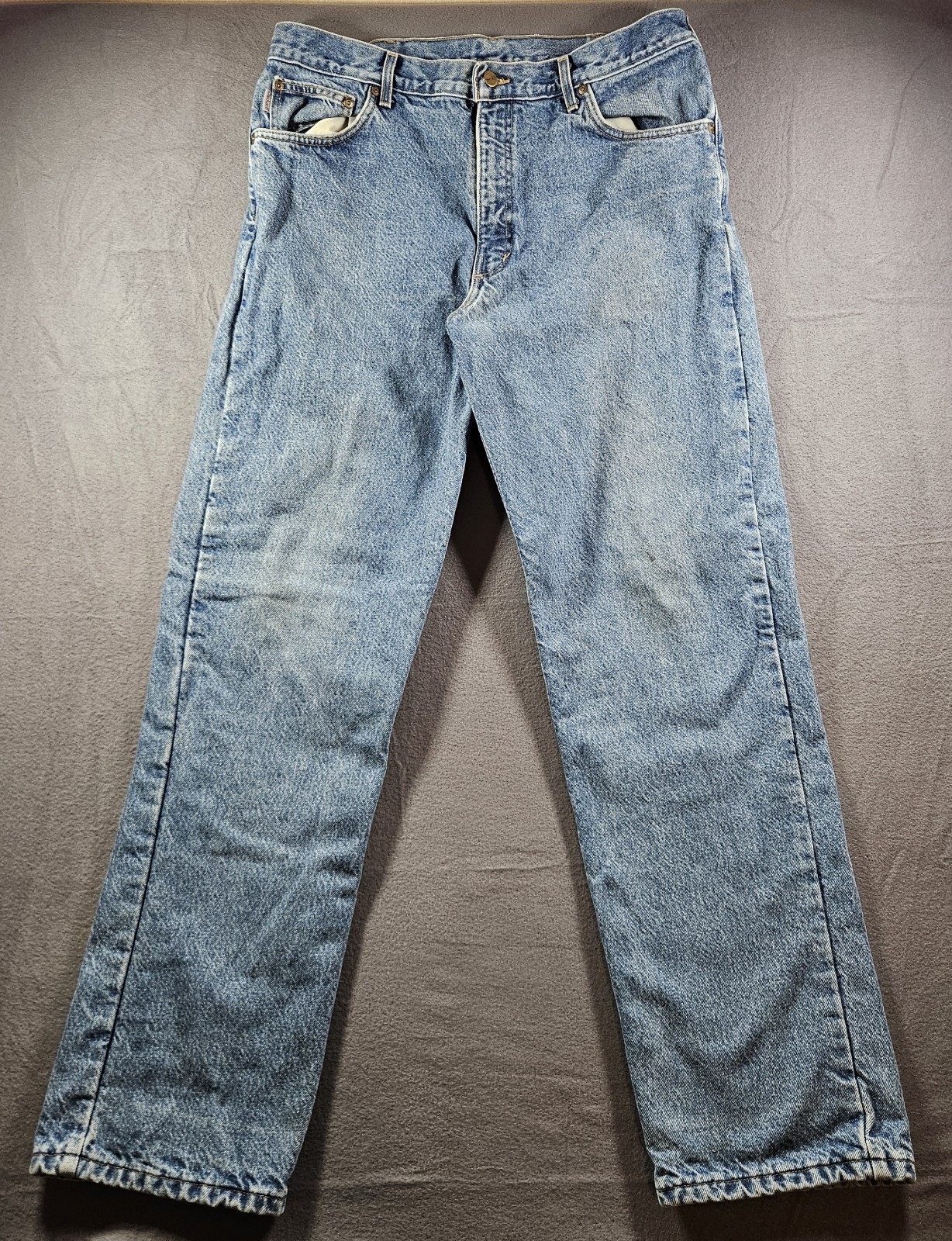 Carhartt B21 DST Men's Size 36x32 Flannel Lined Relaxed Fit Denim Blue Jeans USA