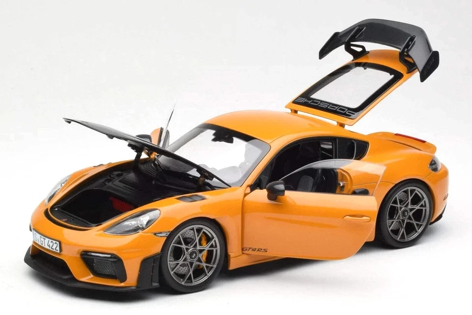 Norev 2023 Porsche Cayman GT4 RS w/ Weissach Pkg Bahama Yellow 1:18 187252 - Image 3 of 4