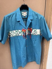 Vintage Paradise Found Shirt Size Large Red Parrots Hawaiian Shirt Button Up