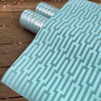 (3) Schumacher 5005894 Metropolitan Fret Turquoise Wallpaper Double Rolls