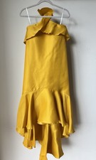 Oscar de la Renta Yellow Ruffle Satin Dress NWT – Statement Cocktail