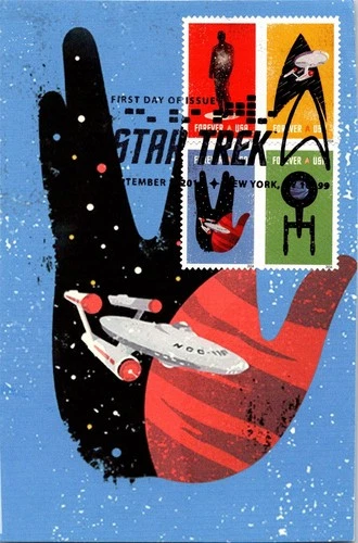 Dr Jim Stamps Maximum Card Star Trek 4V Block Fdc