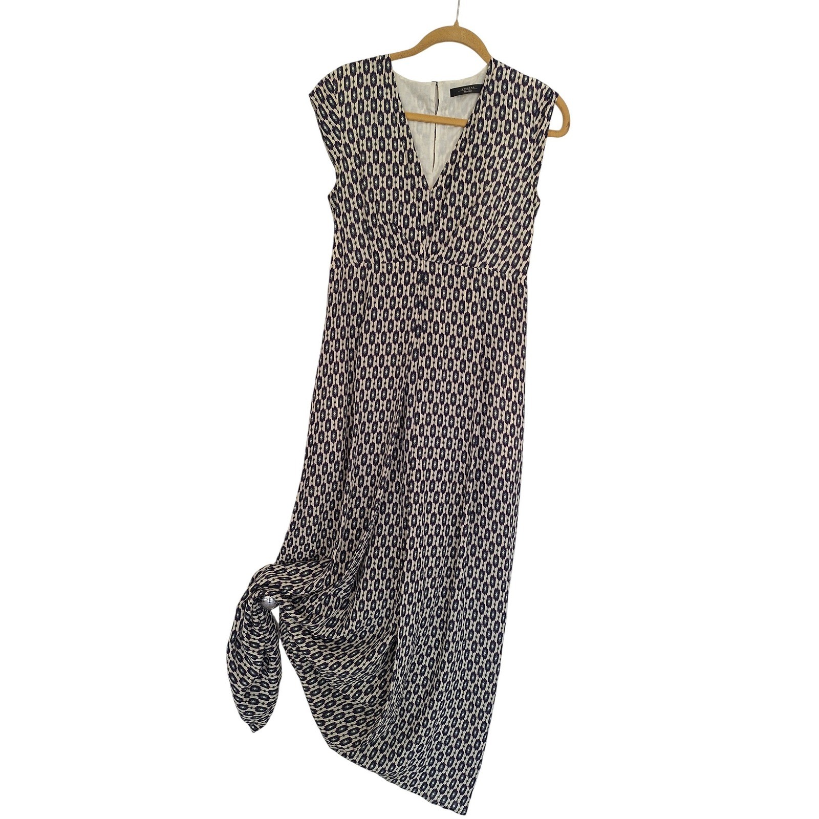 Weekend Max Mara Dress Women 10 Silk Blue purple cream  Made Italy