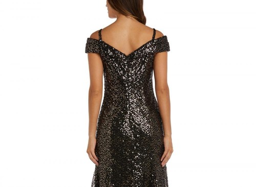R & M Richards Women's Long Fit & Flare Dress Sheer Solid Short Sleeve A2672 - Picture 6 of 20