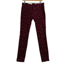 Anthropologie Pilcro And the Letterpress Corduroy Pants 28 Burgundy Print Skinny