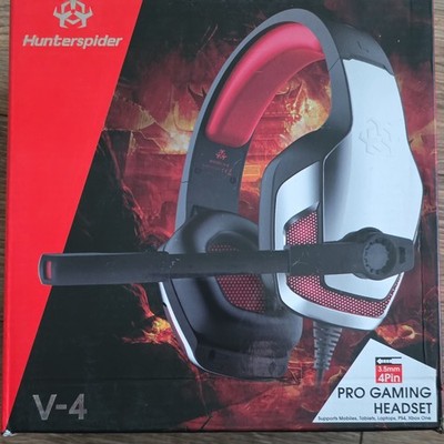 Hunterspider V-4 Pro Gaming Headset Boom Microphone USB & 3.5mm Black/Red/Silver