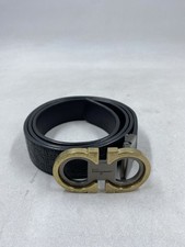 Salvatore Ferragamo Black Leather Embossed Belt