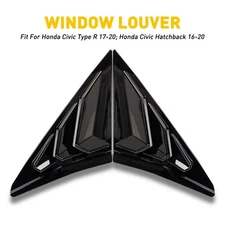 2x Quarter Window Louver Cover Trim For Honda Civic 2016+ Side Vent Gloss Black
