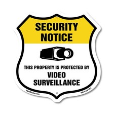 Security Notice Shield Sign This Property Is Protected By Vi Shield Shaped Sign