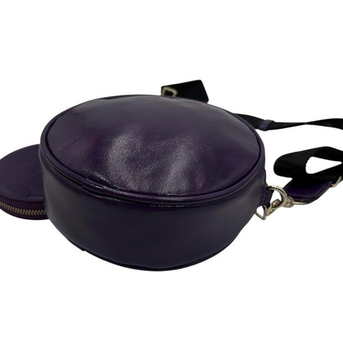 Versace Leather Purple Shoulder Bag Silver Circle Used Authentic - Picture 11 of 20