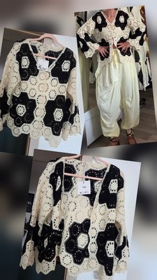 Damen Strickjacke Cardigan Häkeloptik Sommer Urlaub Neu Boho Oversize Chic Style