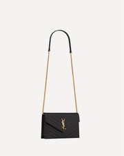 YSL Saint Laurent CASSANDRE ENVELOPE CHAIN WALLET IN GRAIN DE POUDRE LEATHER