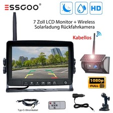 Solar Rückfahrkamera Kabellos Nachtsicht + 7 Zoll Farb Monitor Wohnmobil LKW Bus