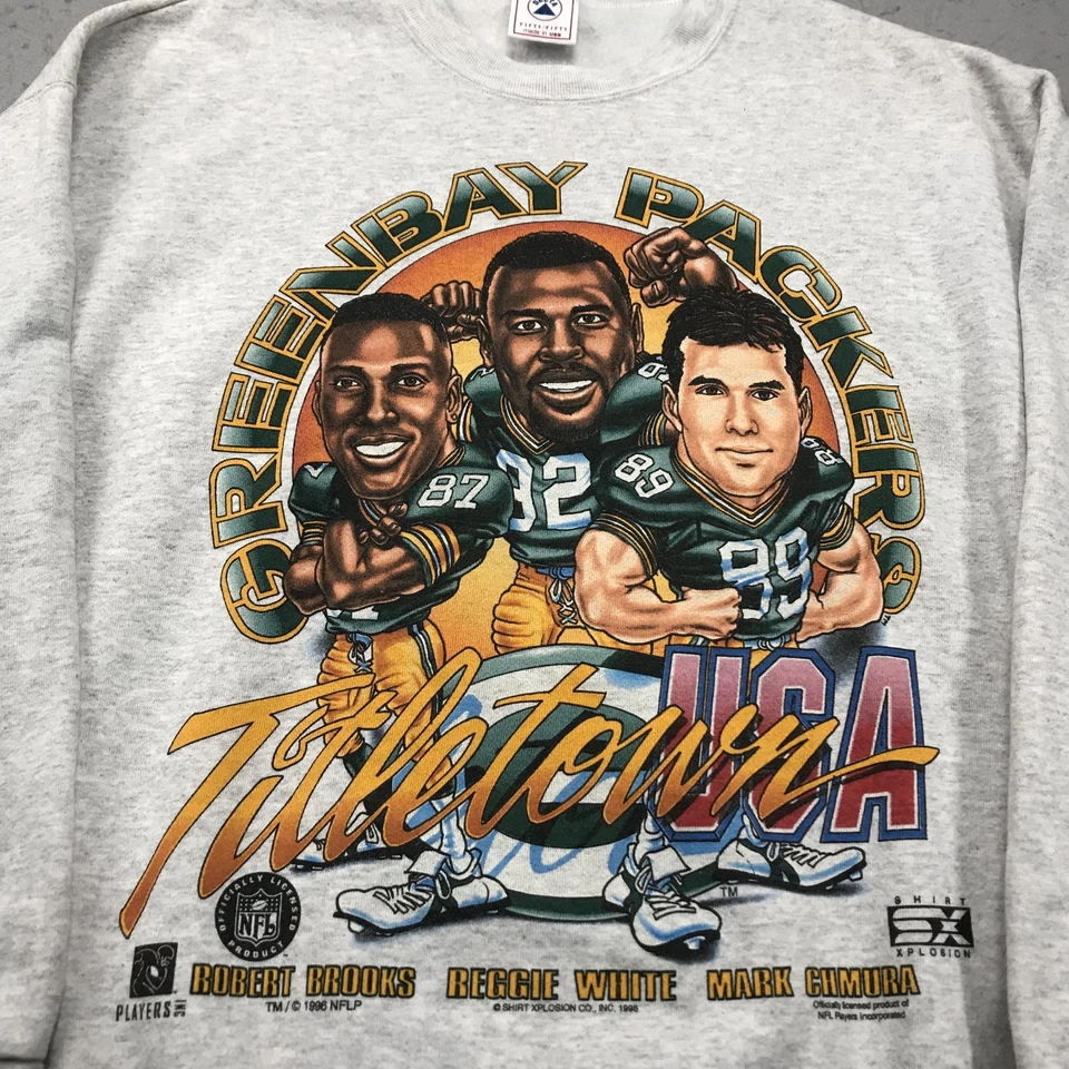 Sudadera DE COLECCIÓN Green Bay Packers Para Hombres 2XL Titletown Caricatura Cuello Redondo Años 90 Foto 2 de 4