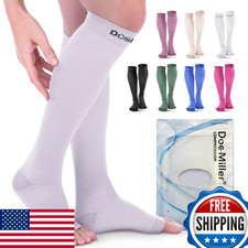 Doc Miller Open Toe Compression Socks 20-30 mmHg Knee-High Toeless Sleeves