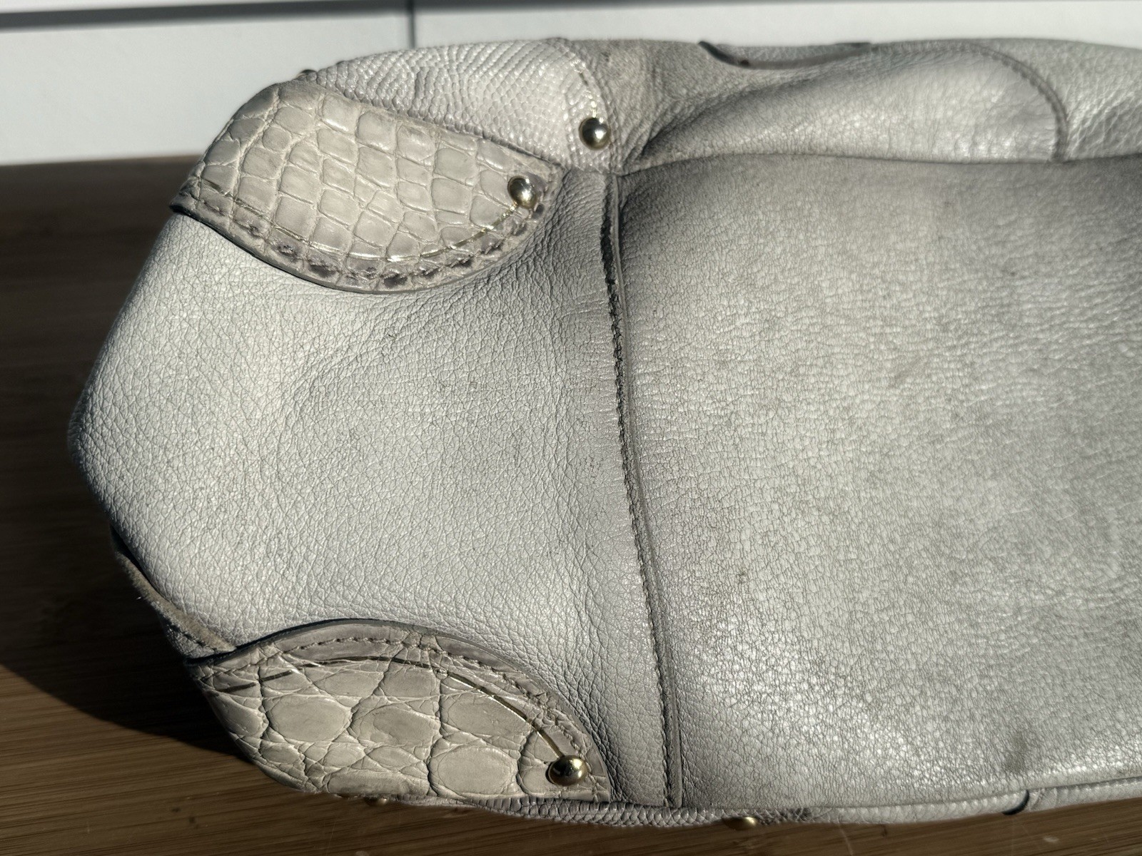 Authentic Prada Cervo Patchwork Bowler Bag Ivory … - image 21