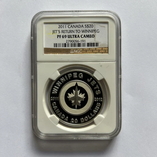 Canadian Silver Coin - Winnipeg Jets 2011 Canada NGC Graded PF69 NHL Hockey